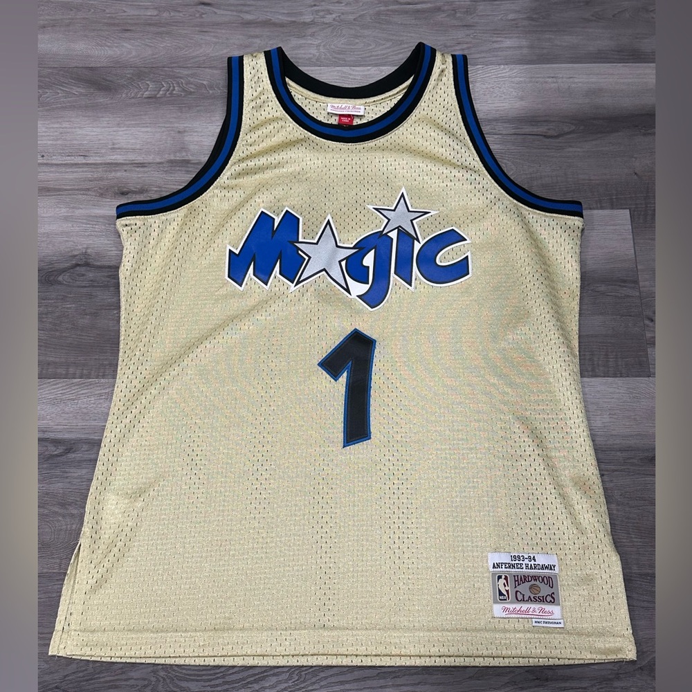 Hardaway Orlando Magic Gold Jersey Mitchell Ness Swingman Harwood Classics L NBA